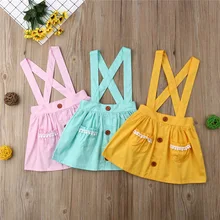 Коллекция года, новая летняя модная мягкая юбка на подтяжках с пуговицами для маленьких девочек Регулируемая Одежда для детей возрастом от 6 M-3 лет