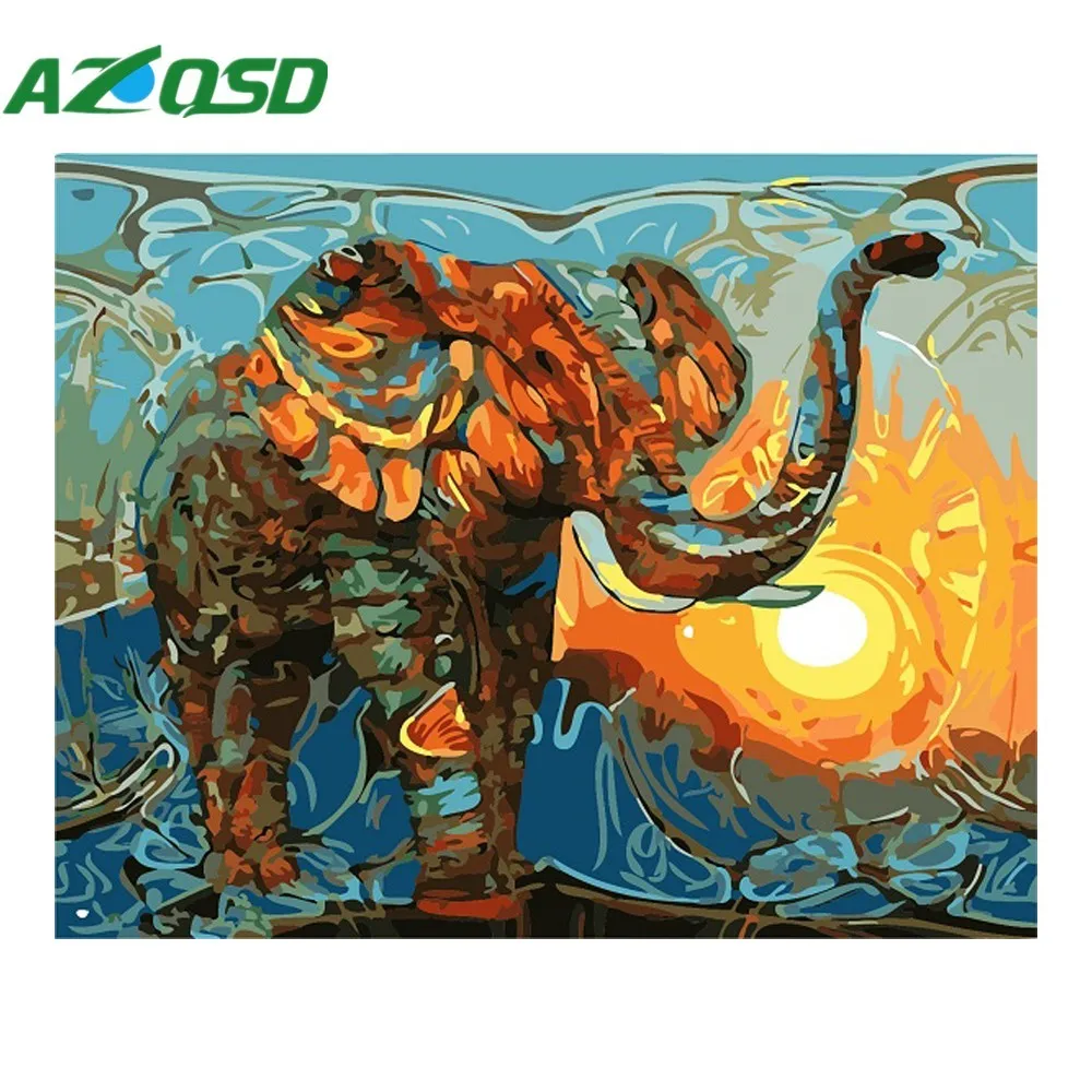 

AZQSD Diy Oil Painting By Number Color elephant Abstract Acrylic Paint Decor Canvas Painting Coloring By Number Drawing szyh6185