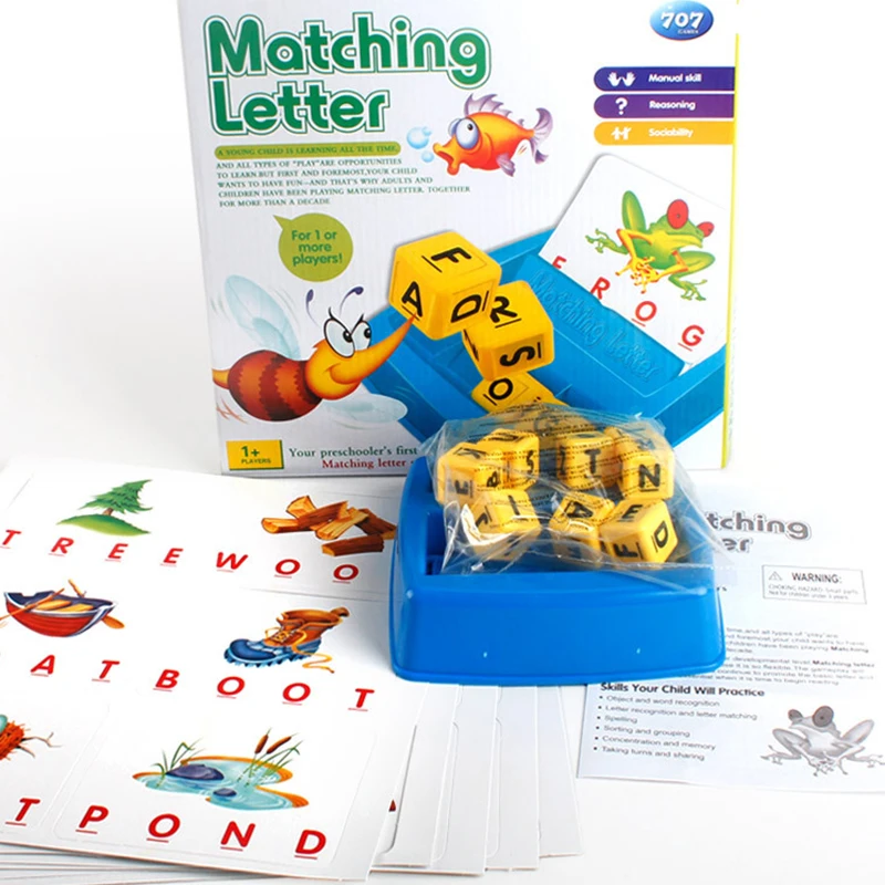 

English spelling letters learning matching alphabet block card tray game teaching literacy fun game family learning toys