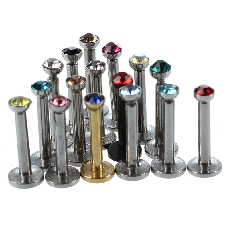 

16/ Set Lip Piercing Lip Rhinestone Multi Color