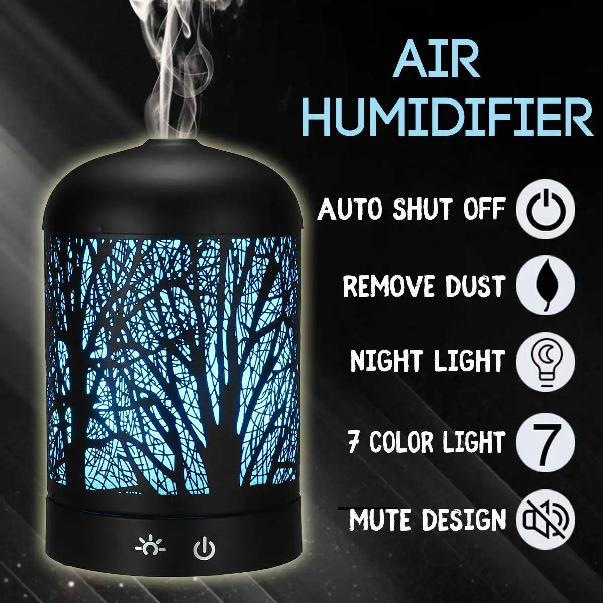 

160ml Ultrasonic Air Humidifiers For Aroma Essential Oil Diffuser Aromatherapy Diffuser 7 Color LED Night Light Office Home Car