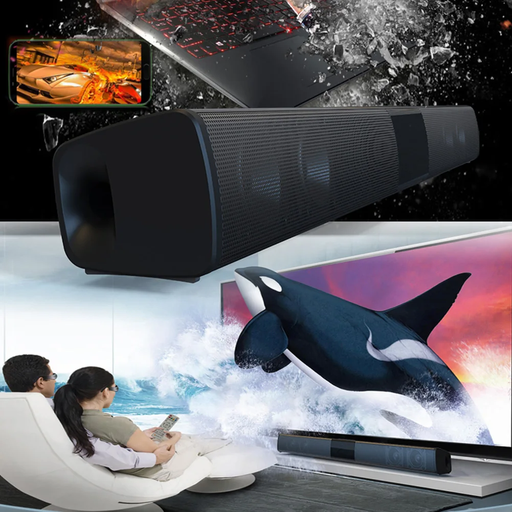 Stereo Sound Multifunction Portable Indoor Bluetooth Speaker Remote Control Subwoofer Powerful Sound Bar Wireless Home Theater