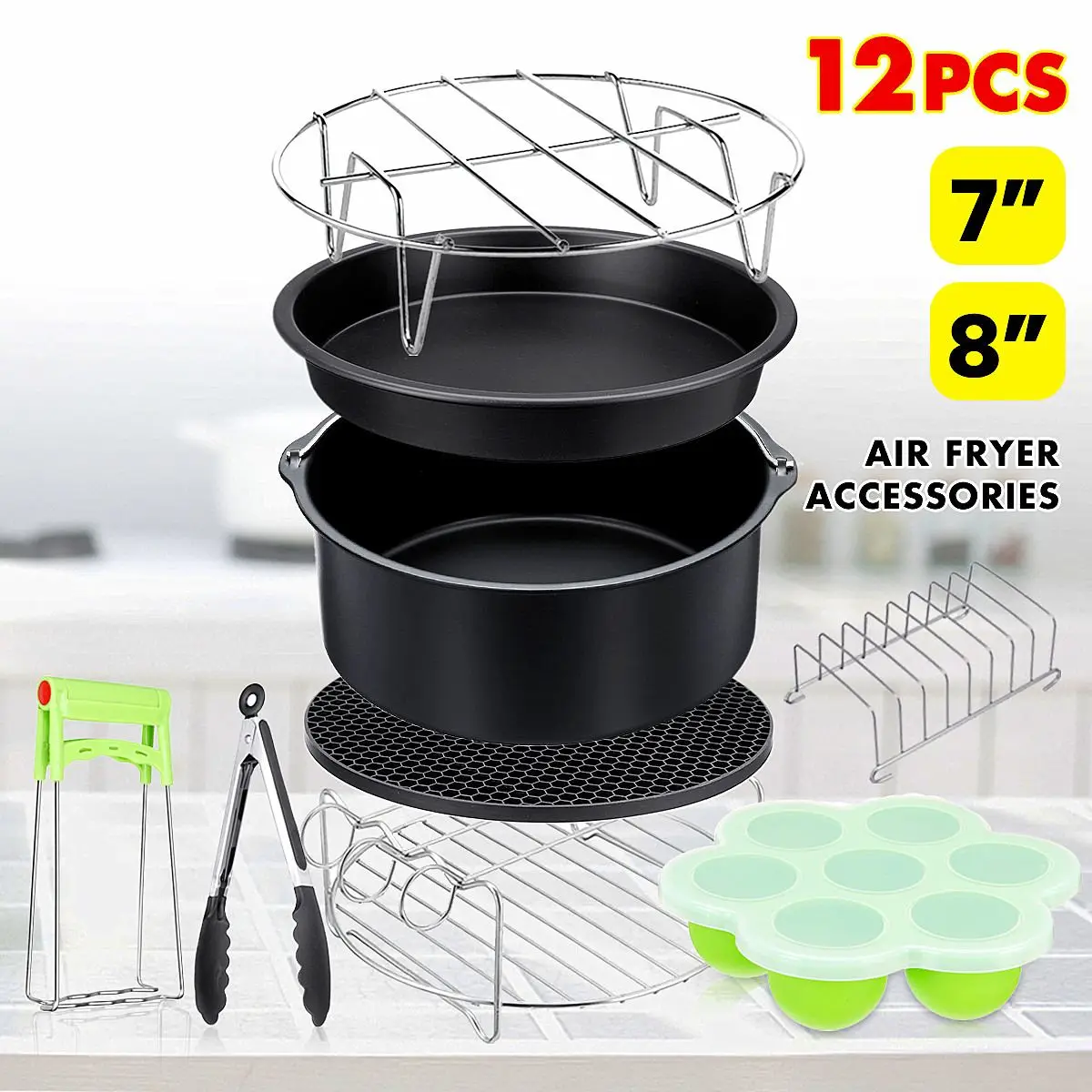 12pcs/set 8 Inches Air Fryer Accessories Home Kitchen Cooking Tools For