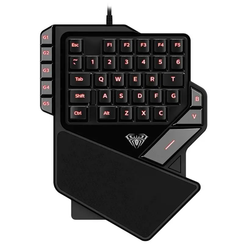 

K2 Single Hand 7 Color Backlight 38 Keys Gaming Keyboard Wrist Rest Keypad for PUBG PC Laptop PC Notebook