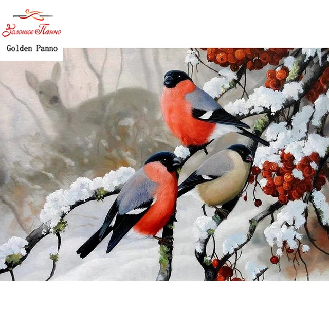 

Golden Panno full diamond square diamond 5D DIY diamond painting bird diamond embroidery cross stitch rhinestone mosaic