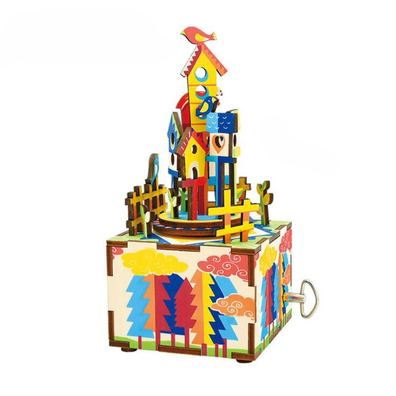 

Robotime 3D Music Box Toy DIY Wooden Puzzle Architecture Model Romantic Gift For Girls Home Decoration Creative Toys For Kids