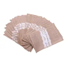 IALJ ВЕРХНИЙ держатель ножа вилка ложка столовые приборы джутовая ткань и кружевная сумка для хранения 20 шт