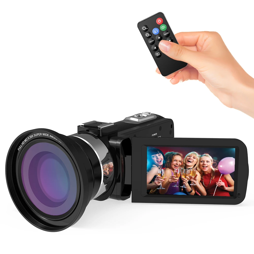 

Andoer 1080P WiFi Digital Video Camera Camcorder DV Recorder 16X Zoom 3.0" LCD IR Night Vision + Hot Shoe + 0.39X Wide Angle Len