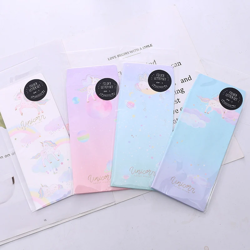 

5Pcs/Pack Cute Paper Envelope Creative Unicorn Newspaper Envelopes For Kids Gifts DIY Decor Supplies Korean Stationery