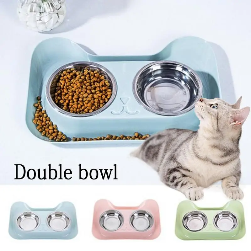 

Double Stainless Steel Pet Bowls PC Durable Non-shedding Non-slip Design Pet Food Water High Feeder For Cat Dog