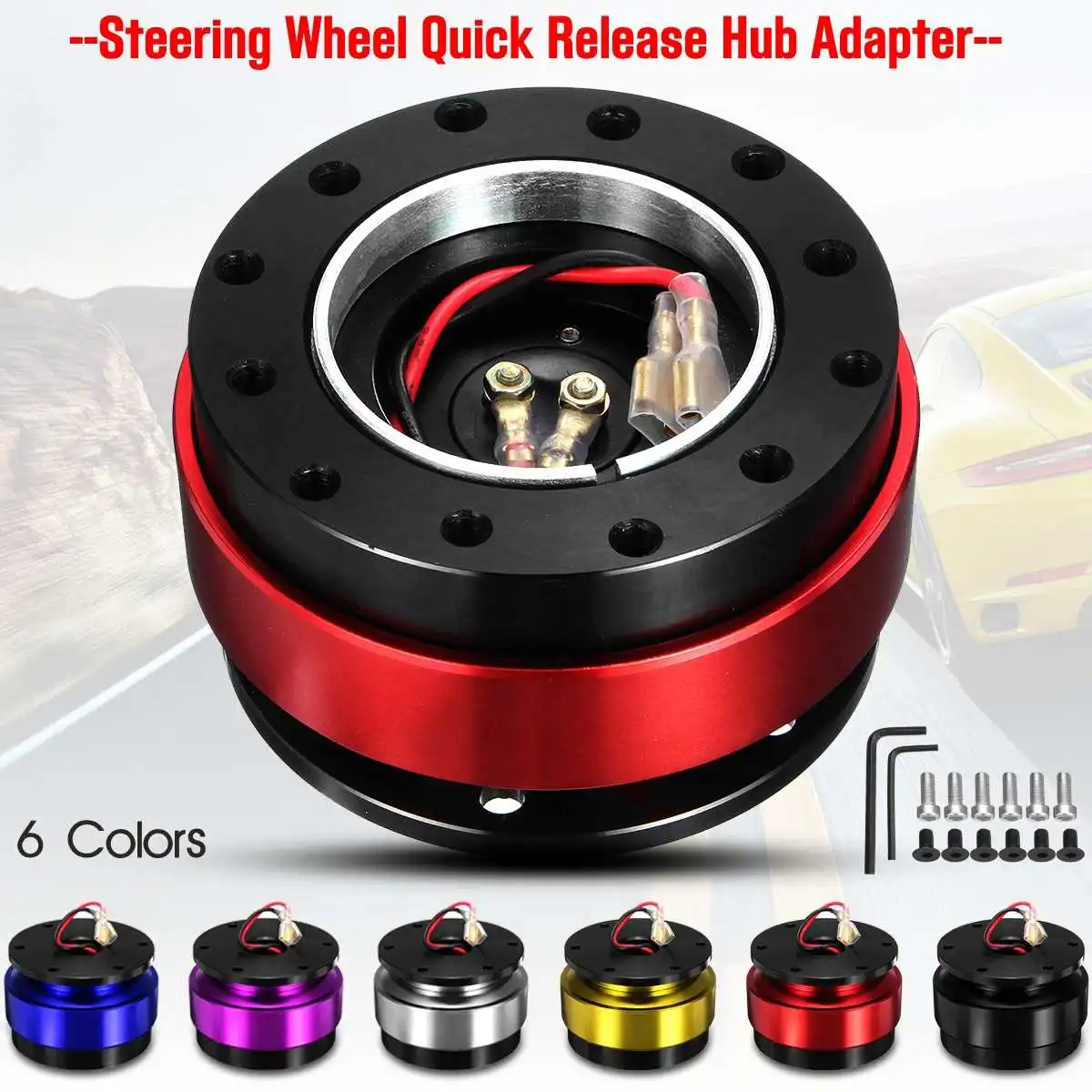 Universal coche Auto de liberación rápida volante Snap Off Hub adaptador jefe Kit de aluminio 6 orificios Universal coche Auto de liberación rápida volante Snap Off Hub adaptador jefe Kit de aluminio 6 orificios