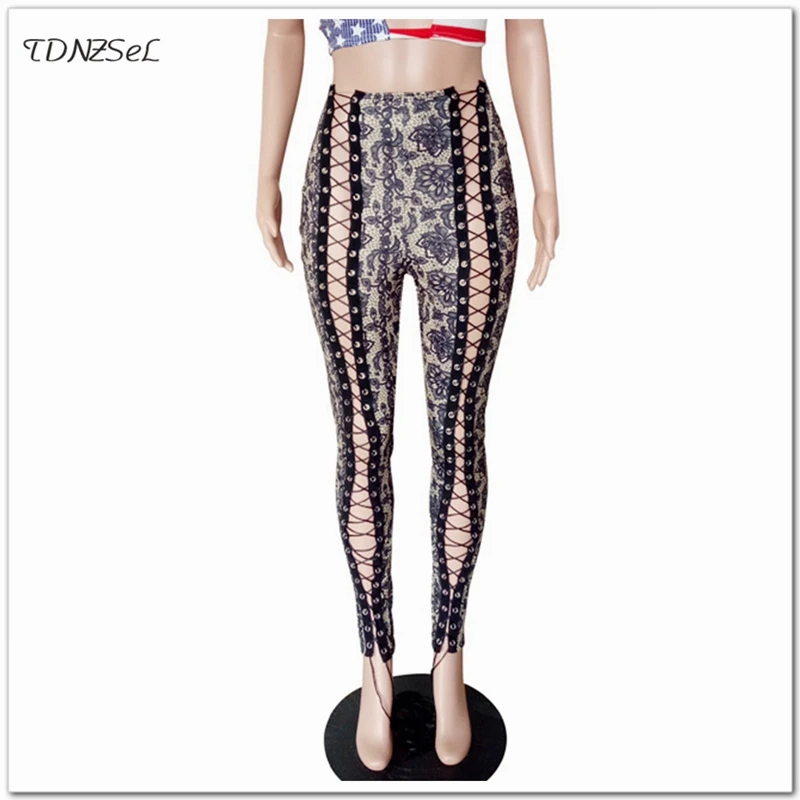 Acampanados En Mujeres Slim Sexy Cruz De Pantalones Capris Alta Vintage Nocturno Pintado Club Las Lápiz Fiesta Hueco Cintura Negro Vendaje RC7xd6Wwq