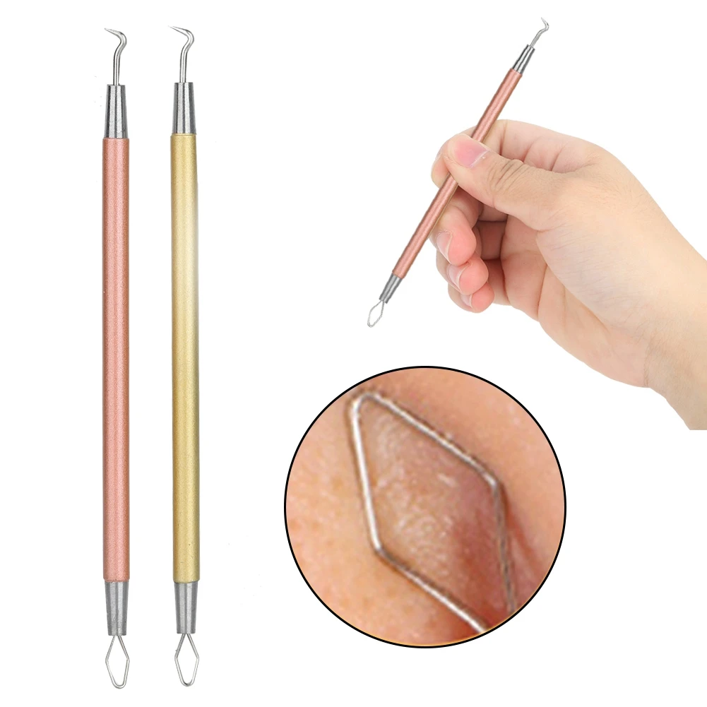 Blackhead Extractor Steel Curved Needle Pimple Removal Face Cleaning Tool