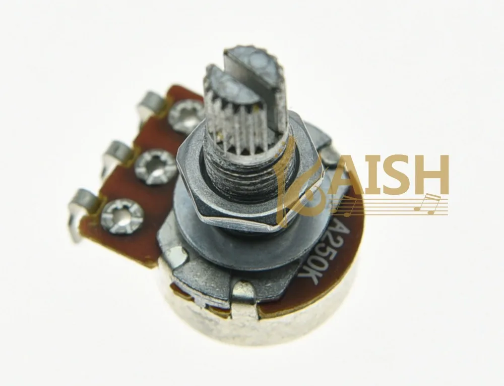 Мини кастрюли KAISH 10x A250K для аудио гитары с длинным разделенным валом 250K гитарные