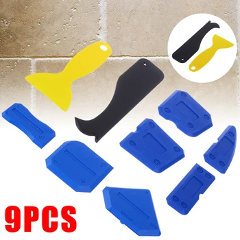 

Multi 9Pcs Corner Glass Glue Sealant Caulking Kit Hard Silicone Manual Scraper Grouting Finishing Cleaning Tool Kit Set