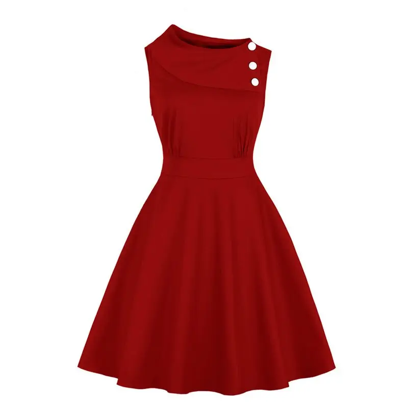 

Sisjuly Vintage Dress Women 1950s Sleeveless A Line Summer Solid Black Gothic Elegant Girl Casual Swing Preppy Retro Dresses