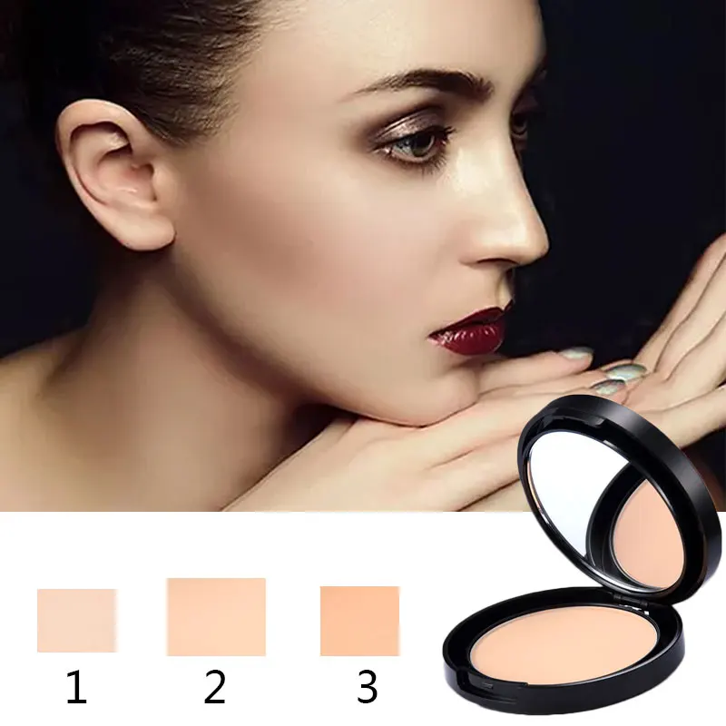 

Face Makeup Compact Pressed Powder Face Contour Palette Concealer Finishing Make Up Powder Setting Makeup + Puff Mirror