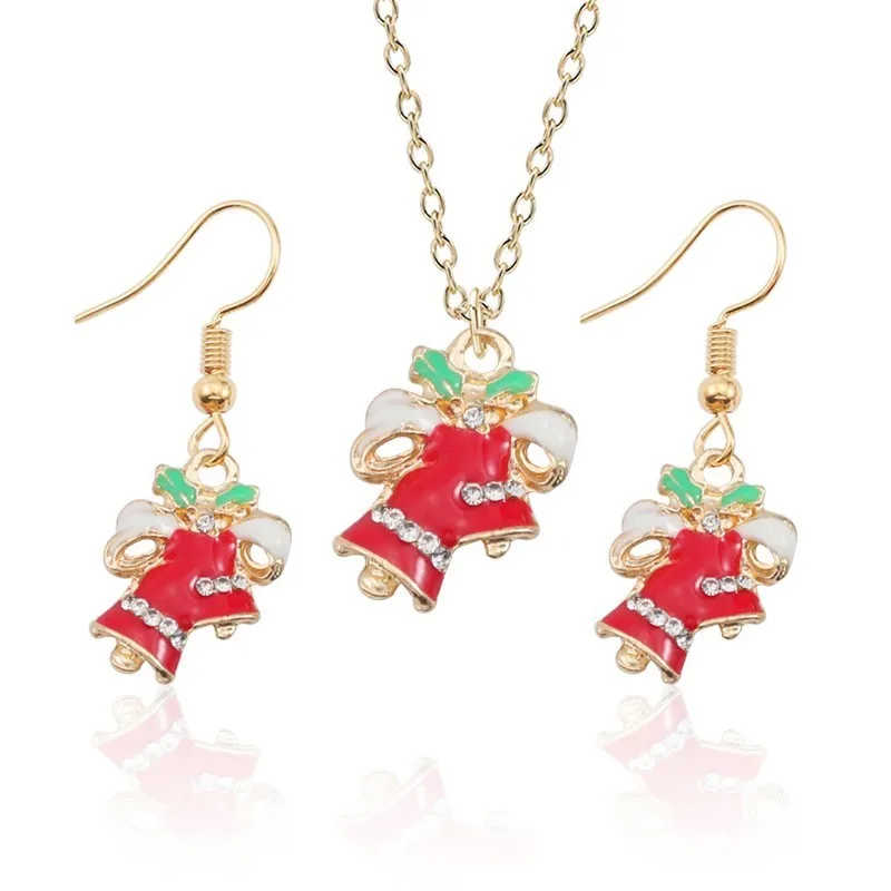 Fashion Christmas Jewelry Sets Lovely Gold Rhinestone Enamel Colorful ...