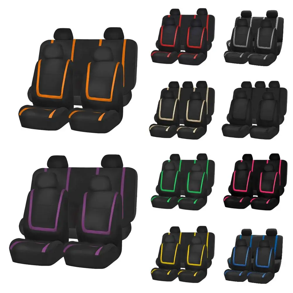 

9PCS/Set Car Seat Cover Polyester Fabric Automobile Seat Covers Car Seat Cover Vehicle Seat Protector Interior Accessories