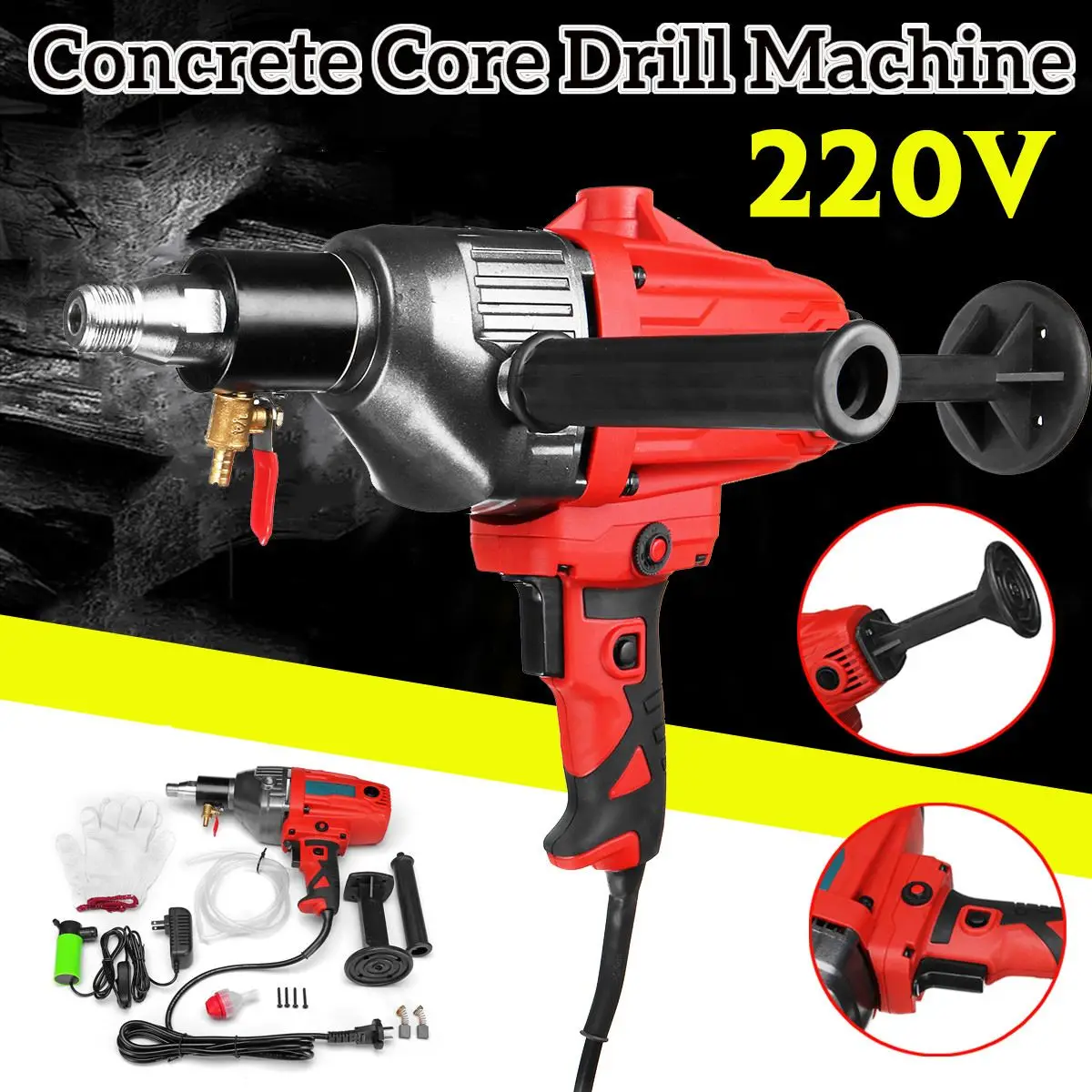 

220V 1600W Diamond Concrete Core Drill Hand Held Machine Set 110mm Wet Drilling Powerful Concrete Core Drill Machine Power Tool