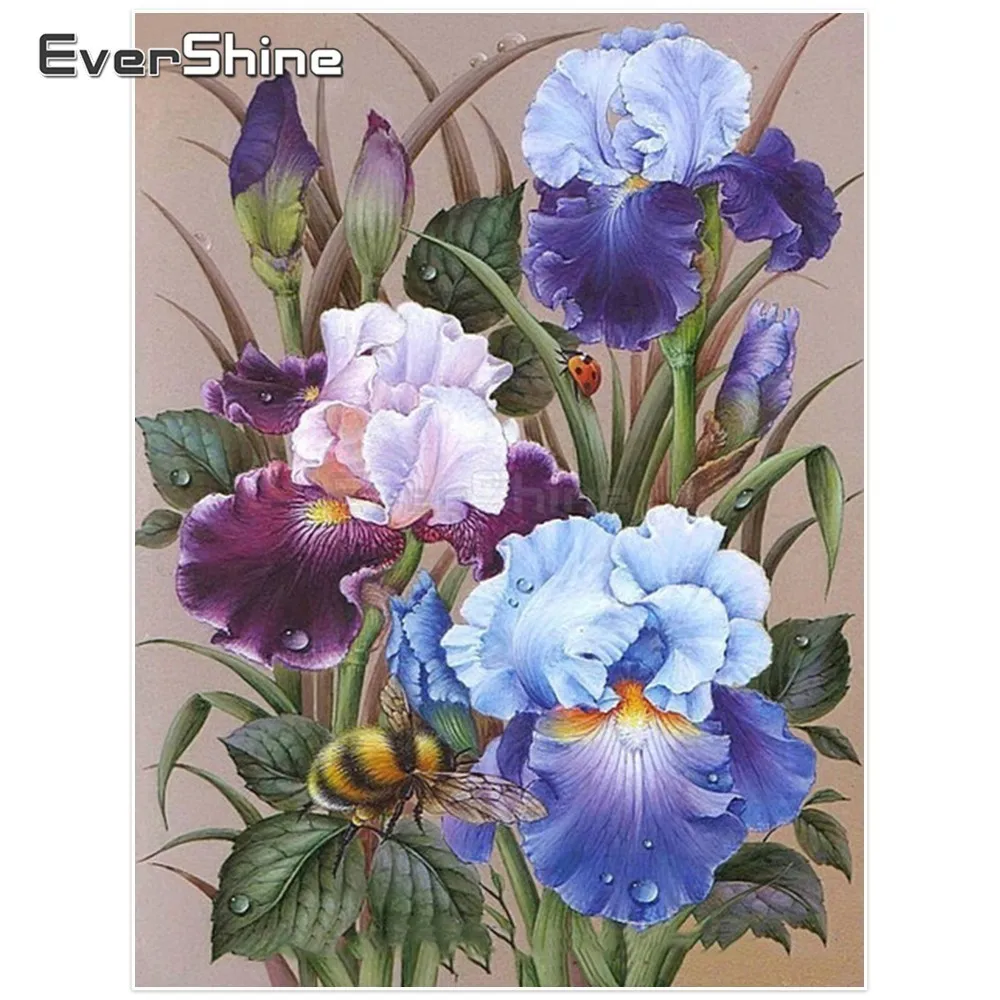 EverShine Diamond Mosaic Flowers Picture Of Rhinestones Full Round Diamond Embroidery Cross Stitch Flowers Paint With Diamonds