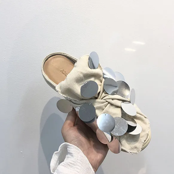 

2018 Hot Summer Spring Shoes Woman Slippers Butterfly-knot Bling Flats Design Slippers Outside Lazy Tipe Slippers Shoes Woman