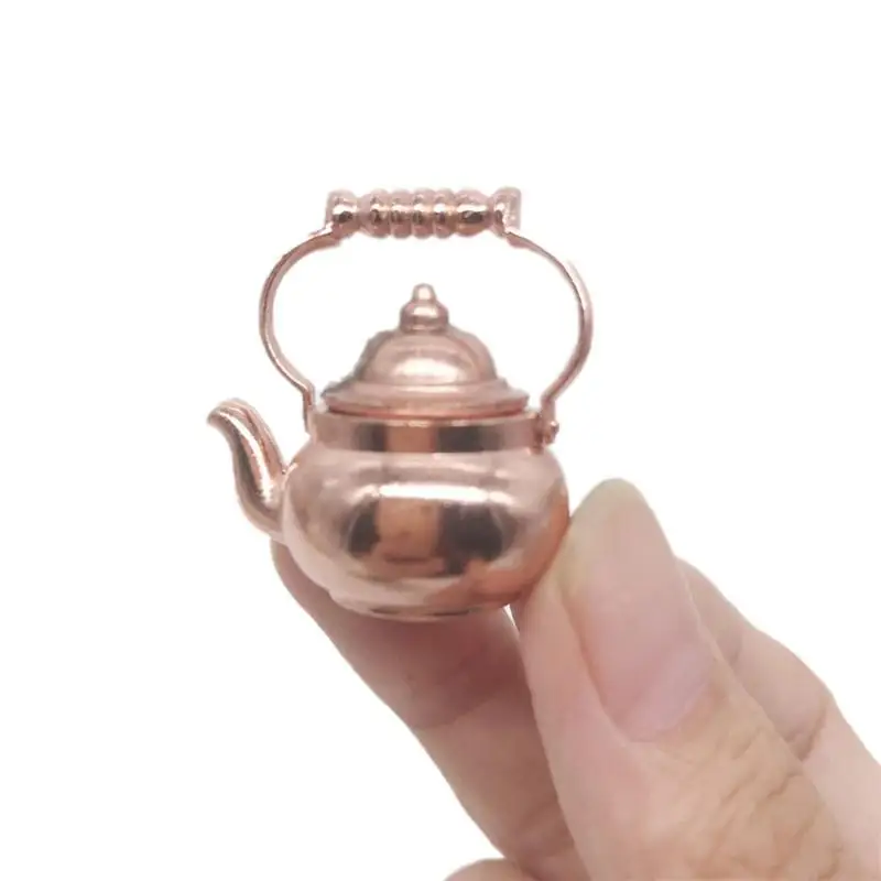 

Home Decoration Mini Metal Water Kettle Ornaments Alloy Doll House Decoration Gold Vintage Pocket Kettle Quick Delivery Durable
