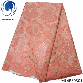 

BEAUTIFICAL nigeria swiss voile lace african lace fabric african quality 5yards/lot cotton lace fabrics with rhinestones ML4R393