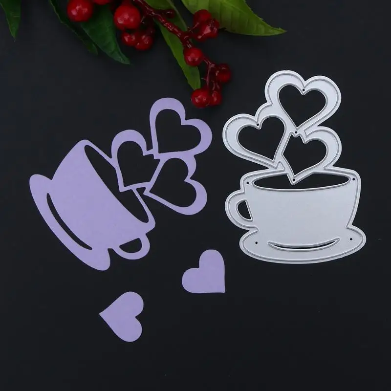 love heart coffee cup cutting die diy metal scrapbooking customer report template