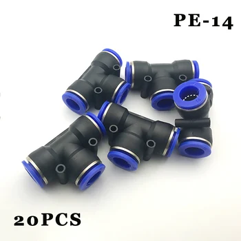 

Free shipping 20PCS/LOT PE-14 pneumatic quick pipe joint PU joint t-type tee joint.