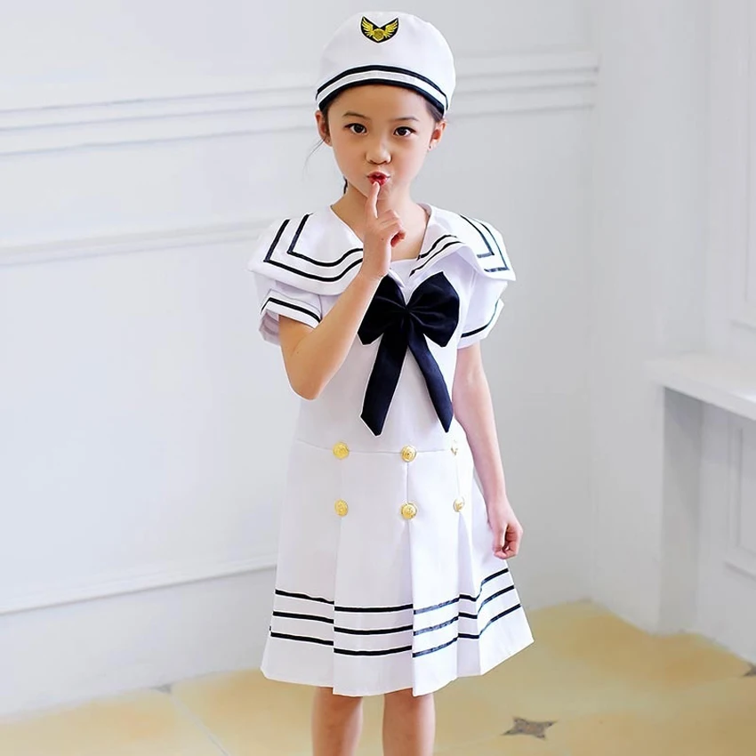 

Children Boys Ship Captain Sailor Cosplay Costumes Halloween Carnival Fancy Girls Navy Dress Choir Dance Performance Clothing