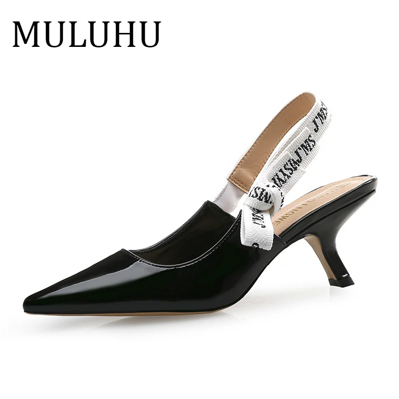 

MULUHU New Woman Pumps High Heel Shoes Office Party Pointed Toe Dress Shoe Ladies Thin Heels Mature Fashion Lady Leather Shoes