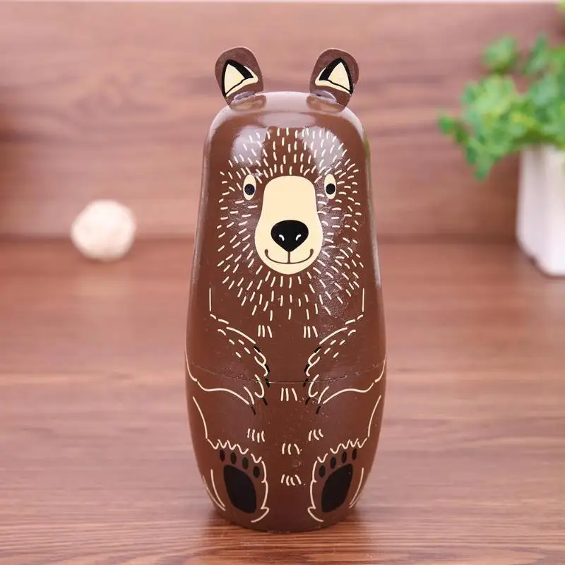 New Wooden Matryoshka Dolls Toys Kids Bear Ear Russian Nesting Dolls Children Birthday Gifts Handmade W