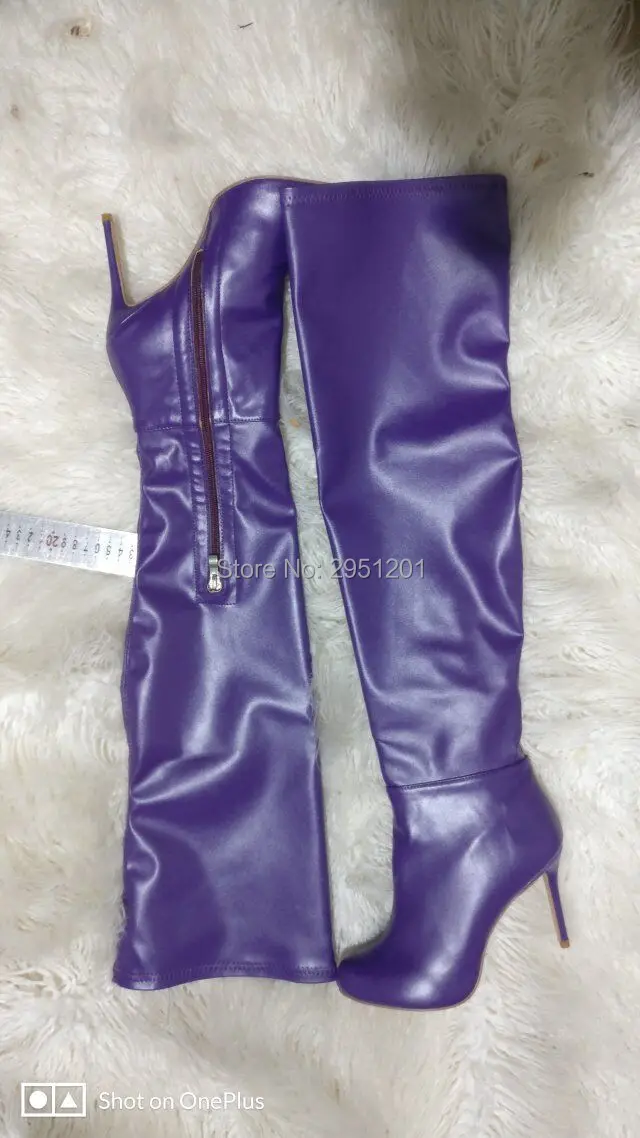 Hiver Boot Neige Genou Bottes Haute Plissée Mince Violet Réel Sur Pointu Talon Image Cuisse Super Le Sexy Bout qpZwC6U
