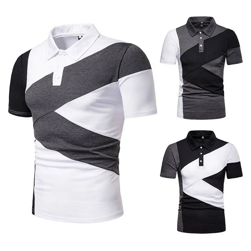 

2019 NEW Men's Slim Fit Shirts Short Sleeve Casual Golf T-Tops Tee quick dry cotton Business casual sportswear