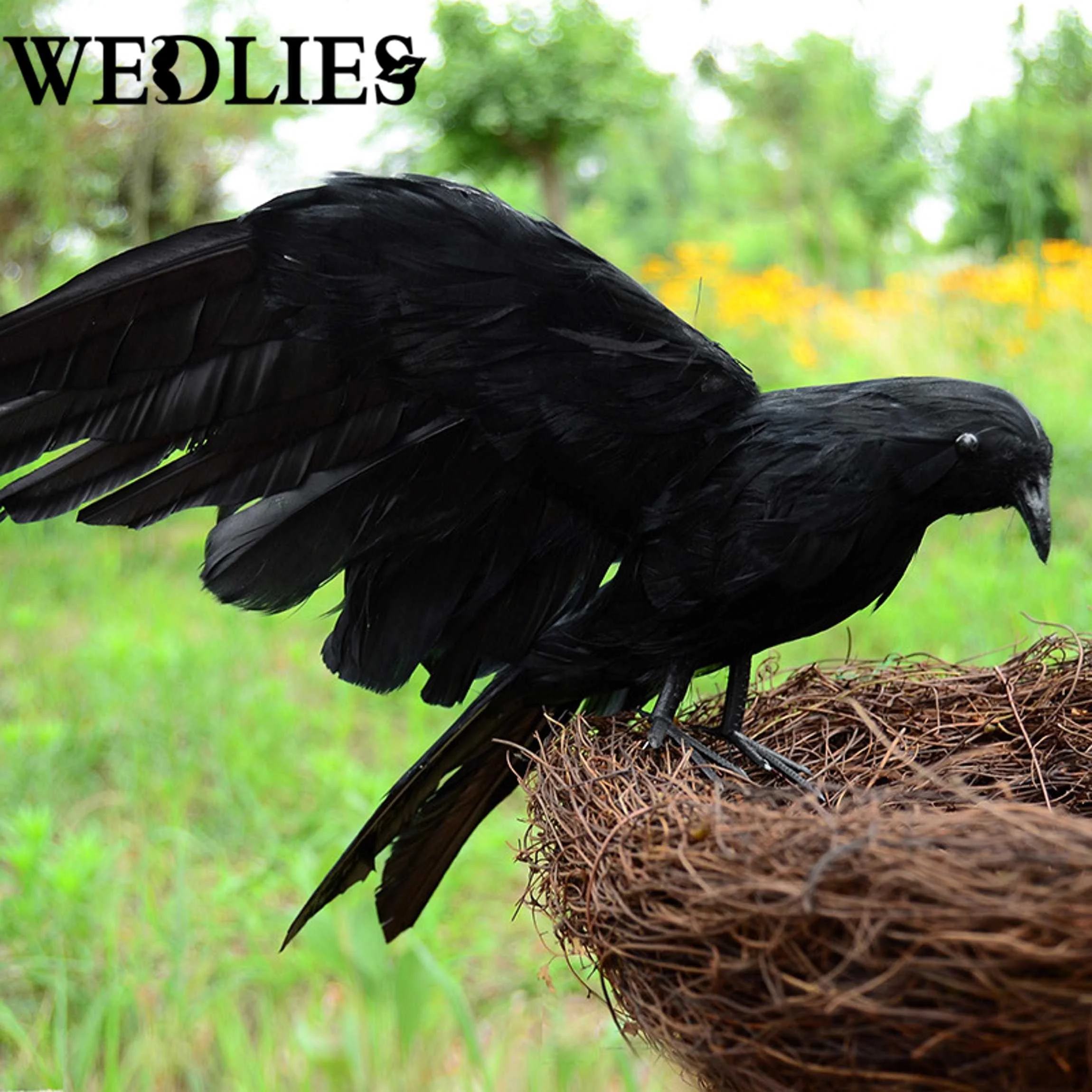 

Black Artificial Crow Raven Bird Easter Party Decoration Fake Flying Crow Birds Wings Treat Trick Toys Supplies 22/30cm