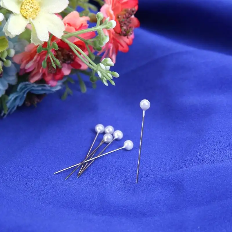 100pc Round Pearl Head Sewing Needles Stitch Pins Dressmaking Pins Wedding Bride Corsage Accessories Corsage Florists Sewing Pin