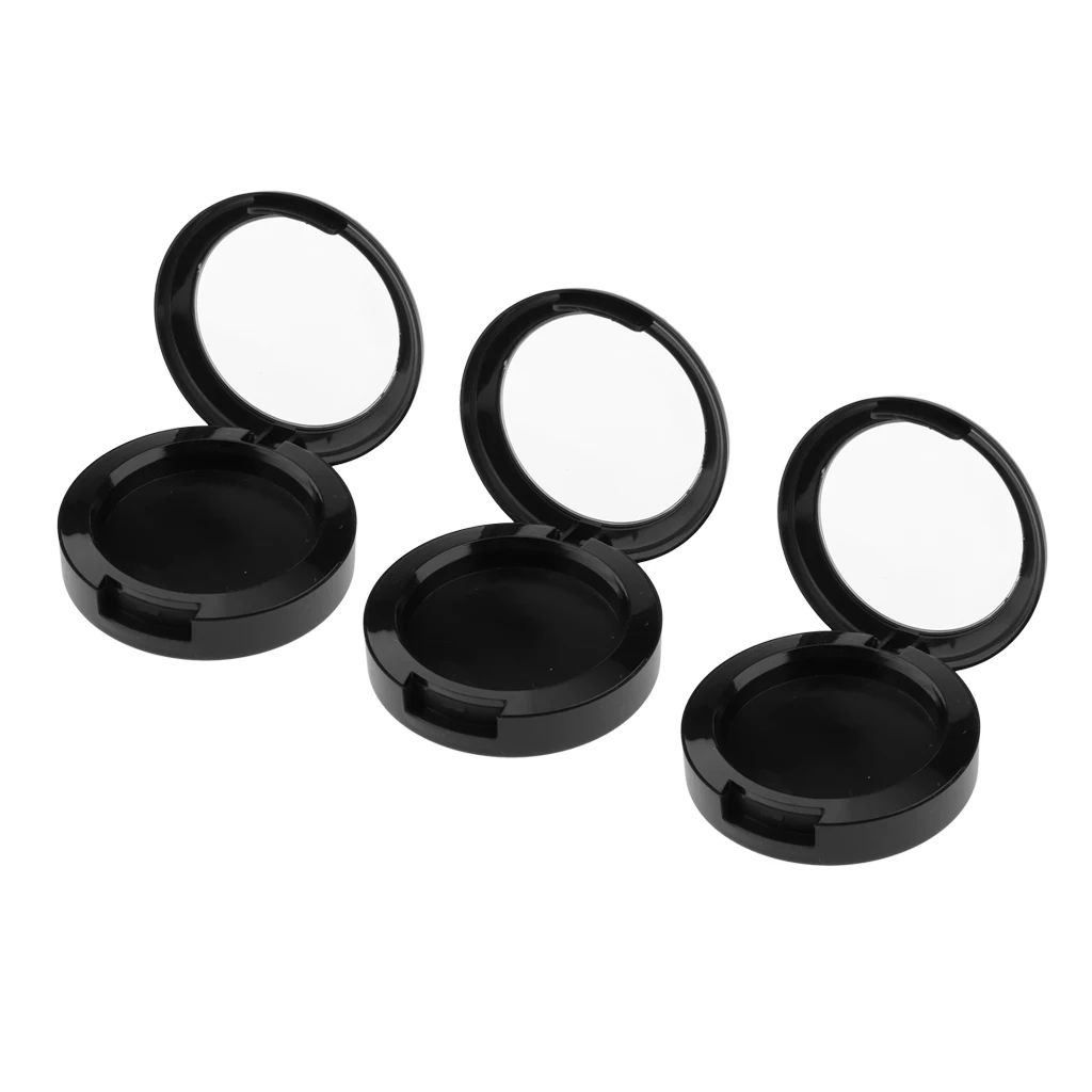 

3Pcs Black Empty Powder Case Makeup Blush Box DIY Cosmetic Container with Clear Lid Travel Size Portable