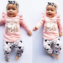 Новинка года, комплект одежды на День святого Валентина для новорожденных и маленьких девочек, топ+ штаны, леггинсы+ повязка на голову, комплект одежды для детей от 0 до 24 месяцев
