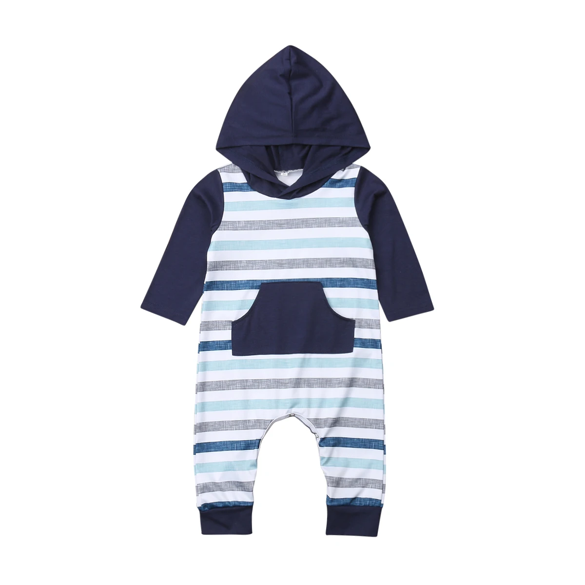 

Kids Baby Boy Warm Infant Striped Romper Jumpsuit Long Sleeve Hooded Clothes Outfit