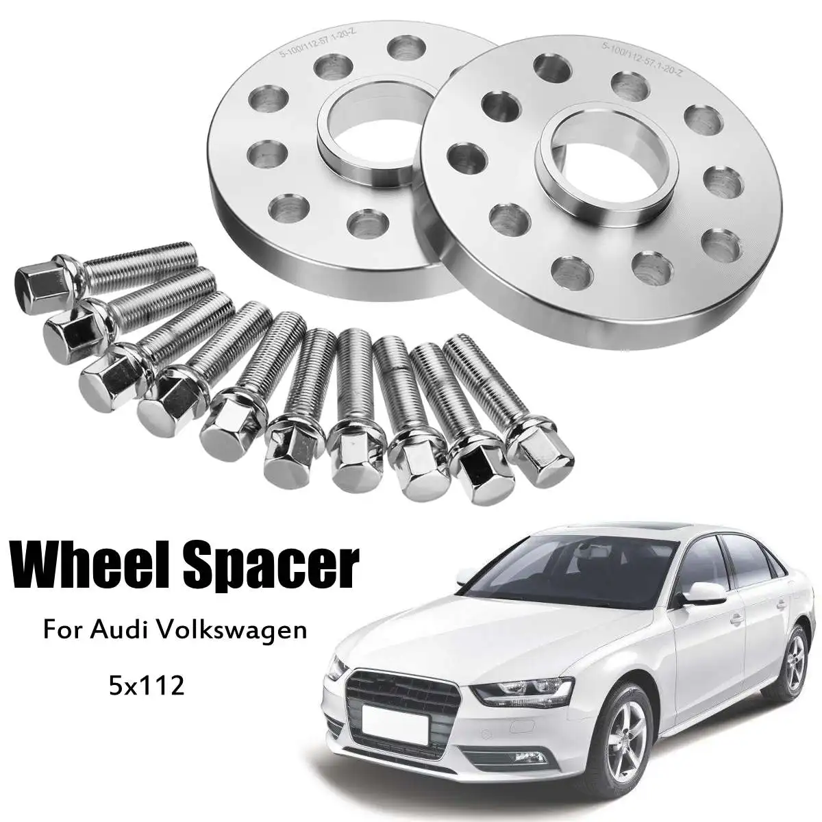 

Pair Car 20mm Wheel Spacer Adapters 5x112mm Aluminum Alloy For Audi/VW