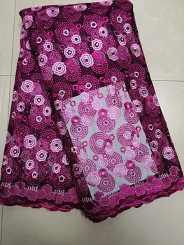 

African lace fabric with 2019 Latest Double color Nigeria cotton lace Embroidered Tulle Lace Fabric for wedding