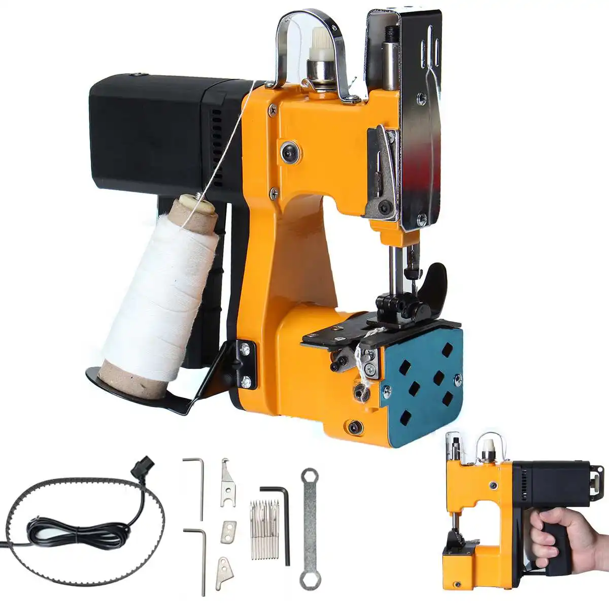 

220V Mini Electric Sewing Machine Kit Handheld Bag Closer Stitching Sealing Machines for Textile with Plug