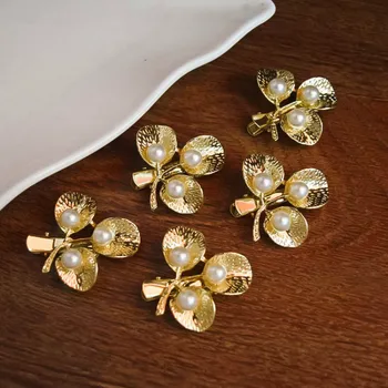 

Fashion New Pearl Women Hair Accessories Leaves Wedding Hair Ornaments Small Floral Hair Clip Bride Head Piece For Women