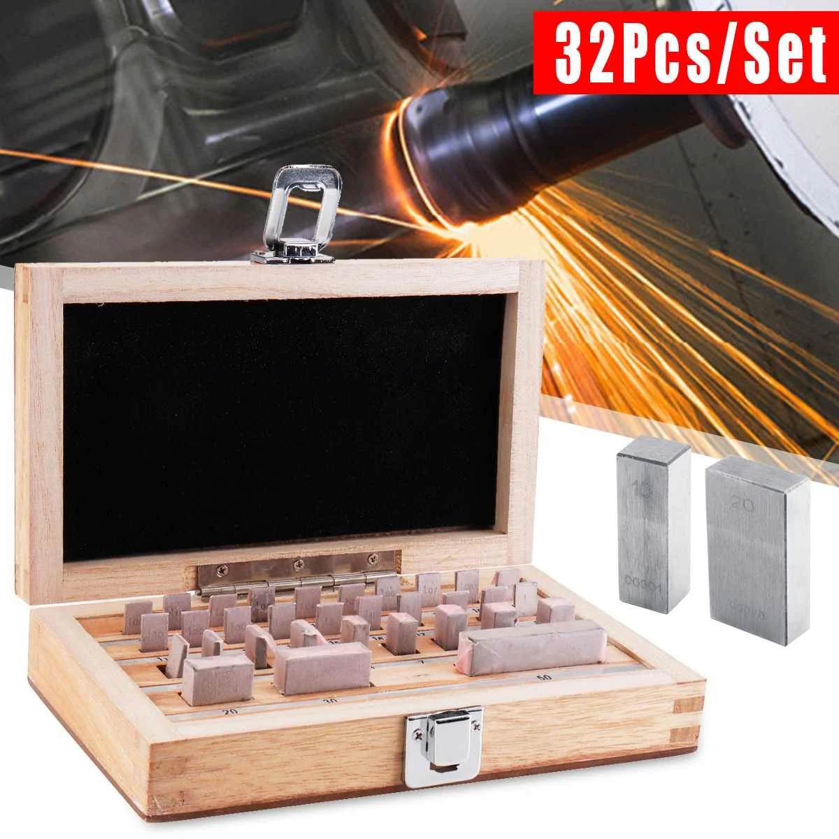 

High Precisio 800HV With Wood Box Gage Blocks 32Pcs/Set Grade 1 Steel Metric Gage Block Slip Jo Blocks 1.005-50mm Measure Tool