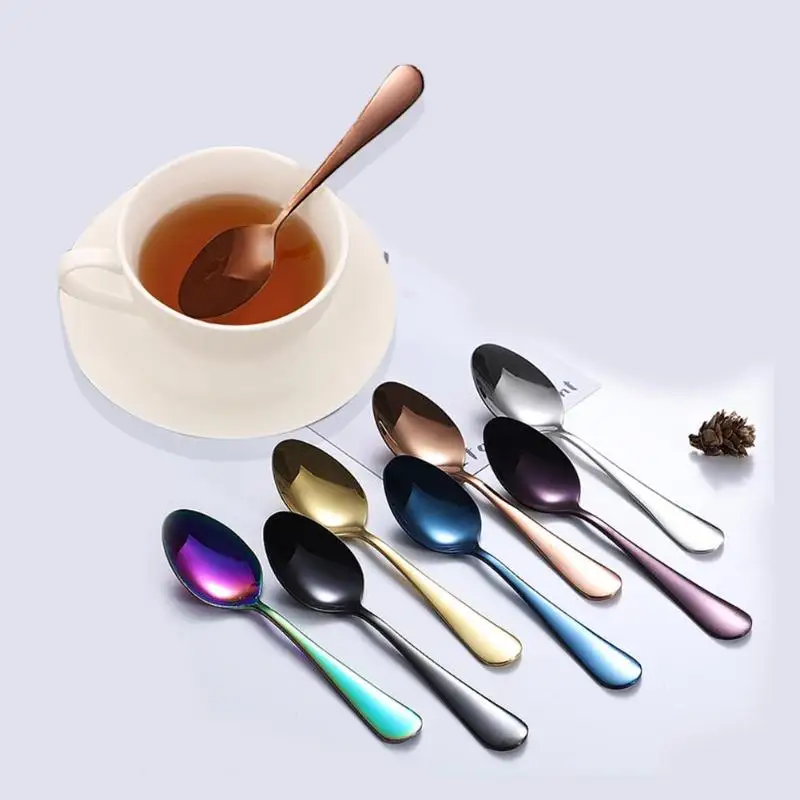 

1PCS Mini Stainless Steel Coffee Spoon Dessert Ice Cream Tea Spoons Scoop Cutlery Silver/Gold/Black/Rose Gold/Multicolor