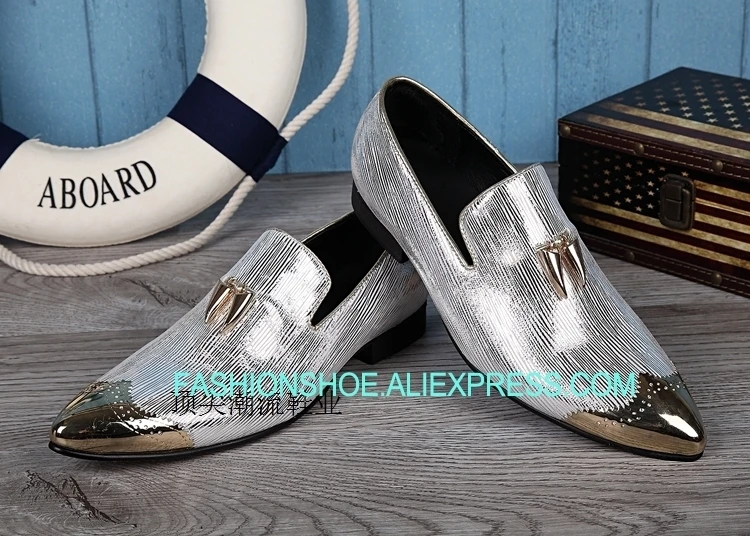 

Italian Sytle Mens Oxfords Groom Wedding Dress Shoes Flats Slip on Metal toe Fashion Men Shoes Hombre Sapatos Plus Size 38-46