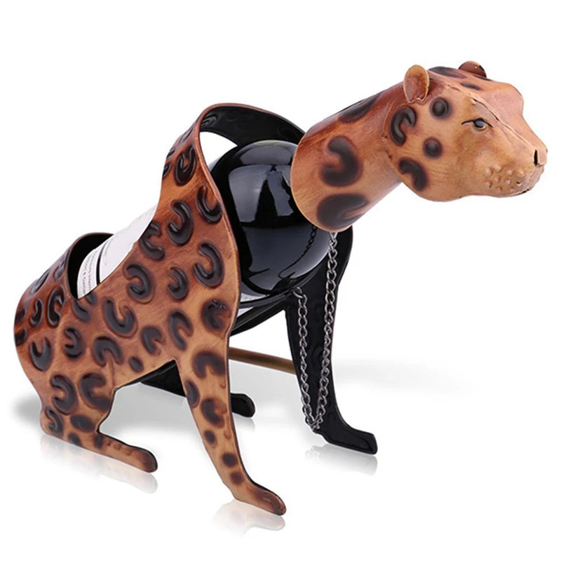 

Leopard Wine Rack Metal Figurine Wine Shelf Art Home Interior Crafts Figurine Decoration Accessories Decals For Home