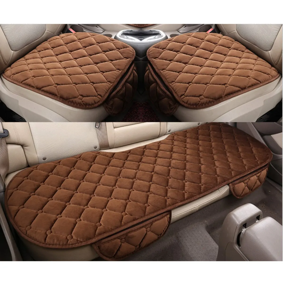 

Car Front And Back Seat Covers For 5 Seat Car Protector Mat Auto Seat Cushion Fit Most Non-Slip Keep Warming Interior Accessory