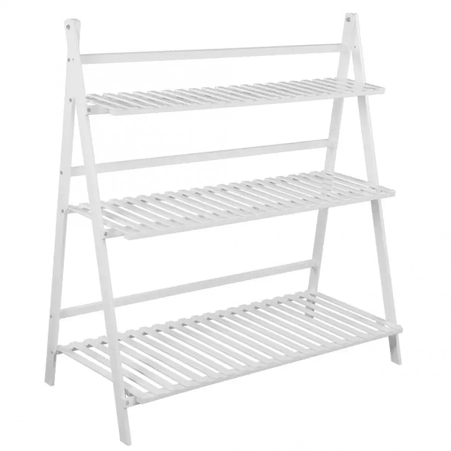 Modern 3 Tier Bamboo Storage Balcony Fleshy Floor Rack Folding Flower Pot Stand Plants Shelf shelf for Flowers New|Полки для